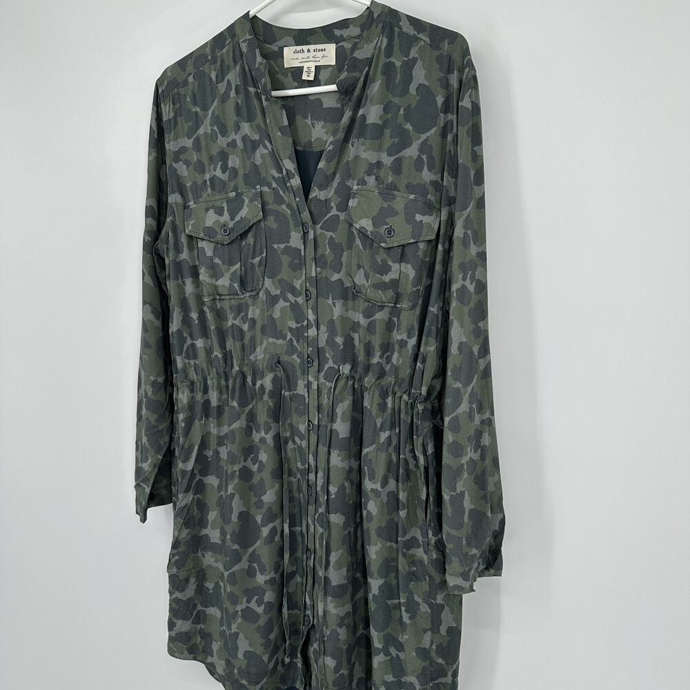 Cloth & Stone Dress Womens Medium Camouflage Long Sleeve Shirt Button Up Pockets - Picture 6 of 12